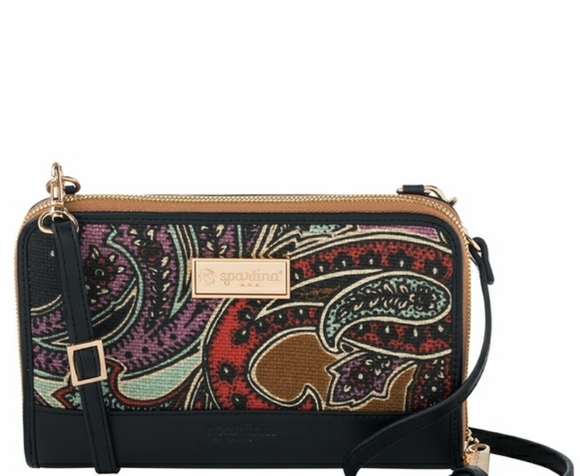 Spartina 449 Paisley Print Crossbody Wallet With Adjustable and Removeable Strap - Picture 2 of 6